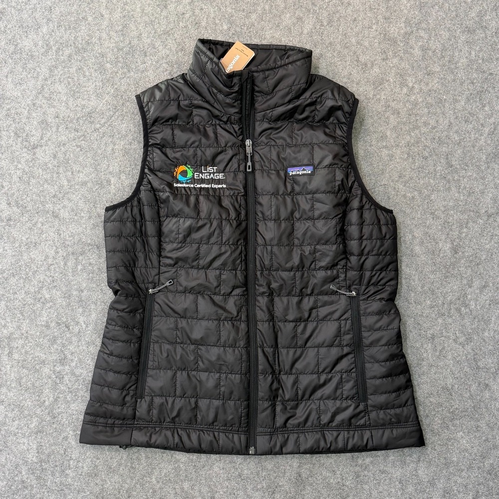 NWT Patagonia Black Quilted Nano Puff Full Zip-Up Vest Women's Size Large